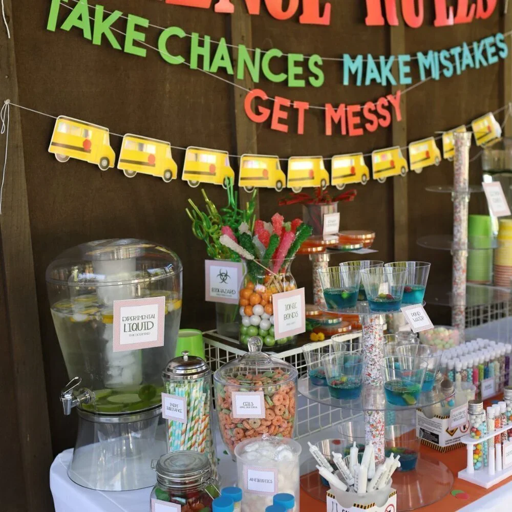 SCIENCE RULES- Paper Banner, Glitter, Coral Orange